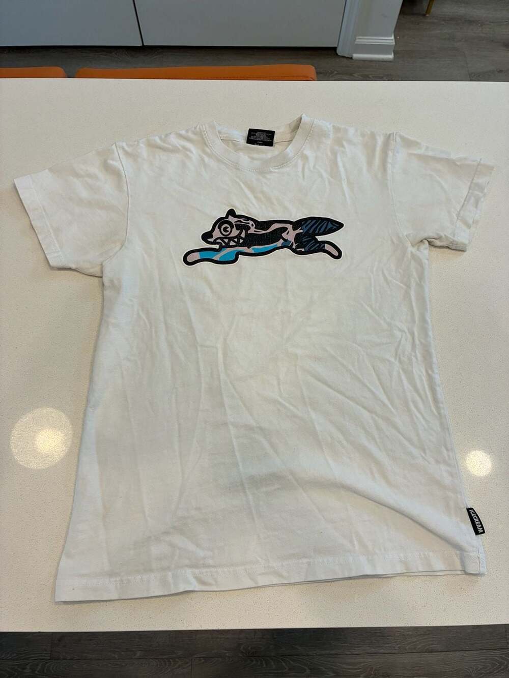 Ice Cream Running Dog T-Shirt Size S White Graphic